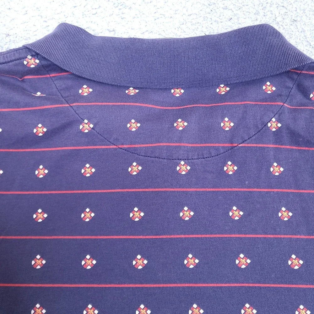 Polo Ralph‎ Lauren Golf Polo Shirt Mens Large Crest Shield Geometric Striped